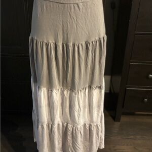 Michael Stars Gray and White Tiered Maxi Skirt